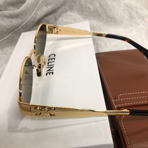 Celine Triomphe Metal Sunglasses in Metal Gold / Green - Picture 5 of 6